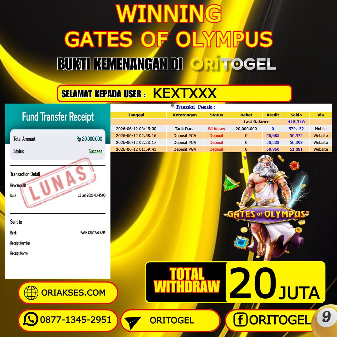 ORITOGEL JACKPOT SLOT GATES OF OLYMPUS RP.41.000.000,- LUNAS USER ID : KEXT***